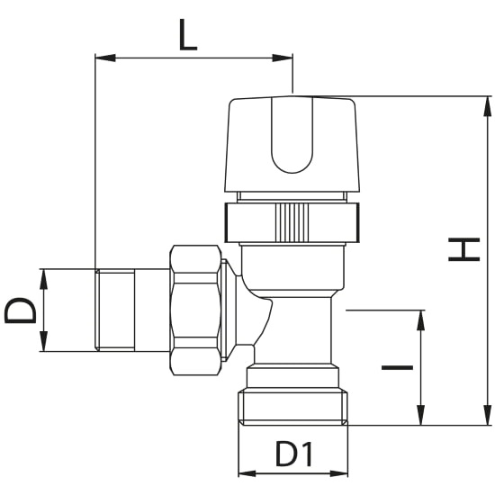 Scheda tecnica - Valvola ad angolo termostatica24X19 tubo rame con volantino