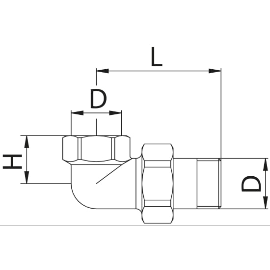 Scheda tecnica - Three pieces elbow fitting MF with conical sealing