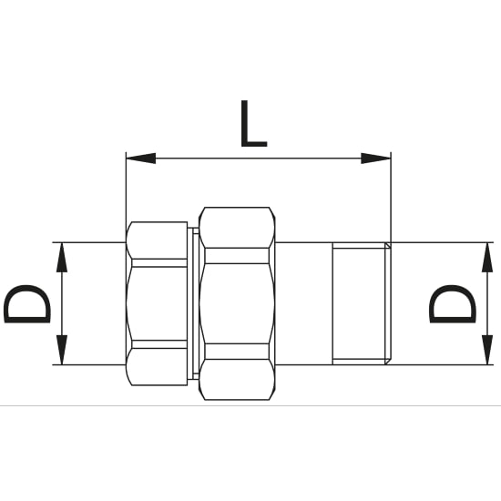 Scheda tecnica - Three pieces straight fitting MF with conical sealing