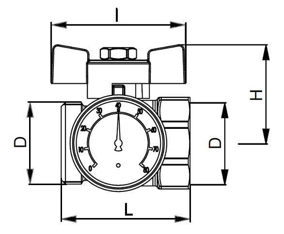 Scheda tecnica - Valvola a sfera diritta MF PN25 con termometro