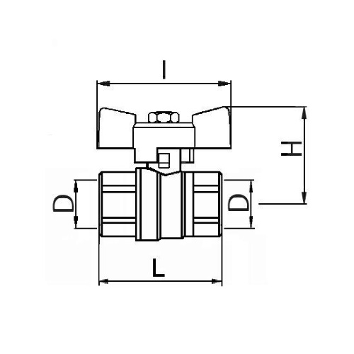 Scheda tecnica - Valvola a sfera solare FF PN40, maniglia farfalla