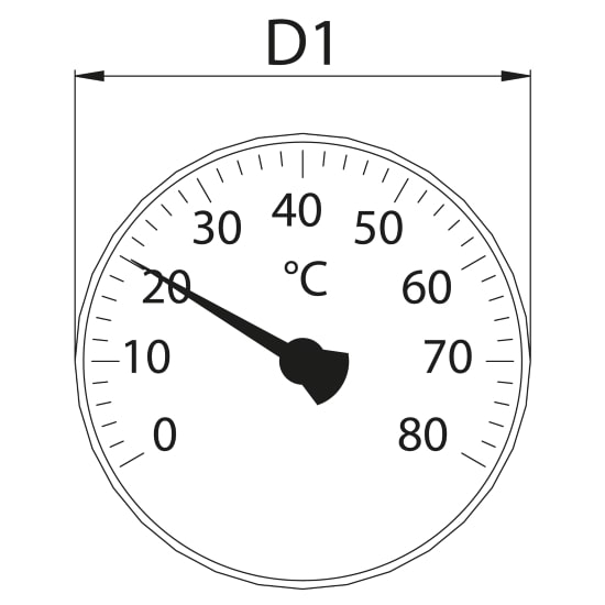 Scheda tecnica - Bimetallic thermometer Ø 40mm. Scale: 0°- 80°C / 32°-170°F