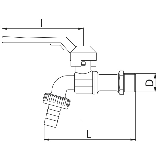 Scheda tecnica - Heavy ball bibcock hose connection, aluminum lever handle