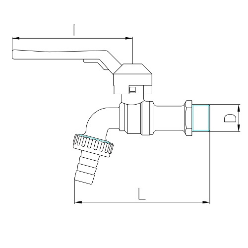 Scheda tecnica - Ball bibcock with hose connection, aluminum lever handle