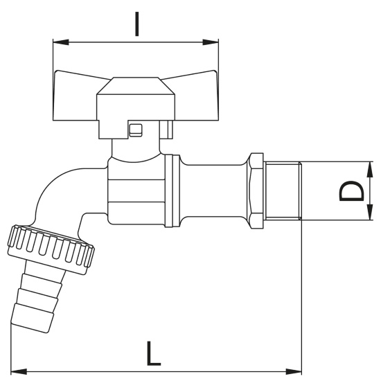 Scheda tecnica - Heavy garden bibcock hose connection, butterfly handle