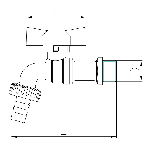 Scheda tecnica - Ball bibcock with hose connection, butterfly handle