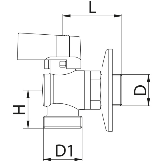 Scheda tecnica - Angle ball valve for washing machine with rosette