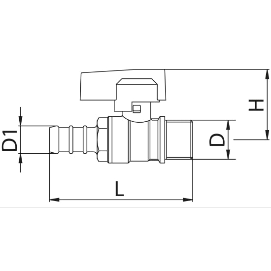 Scheda tecnica - Male gas ball valve with hose attachment UNI 7141 standard