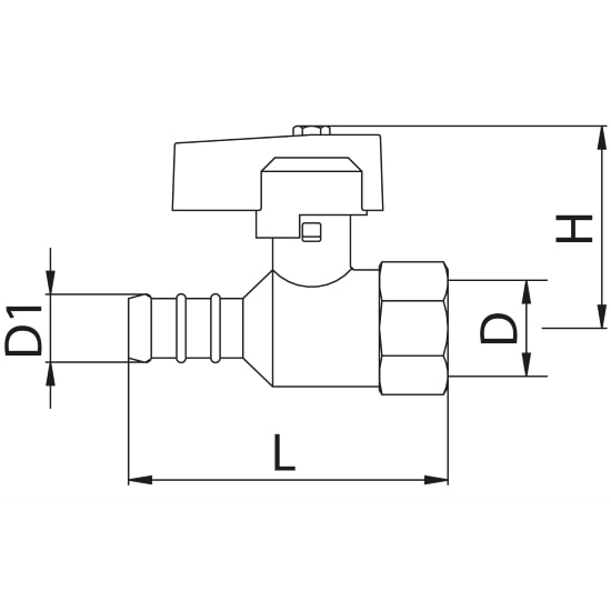 Scheda tecnica - Female connection gas ball valve with hose attachment