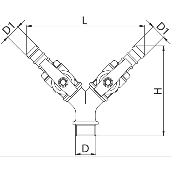 Scheda tecnica - Double LPG ball valve male connection with hose attachment