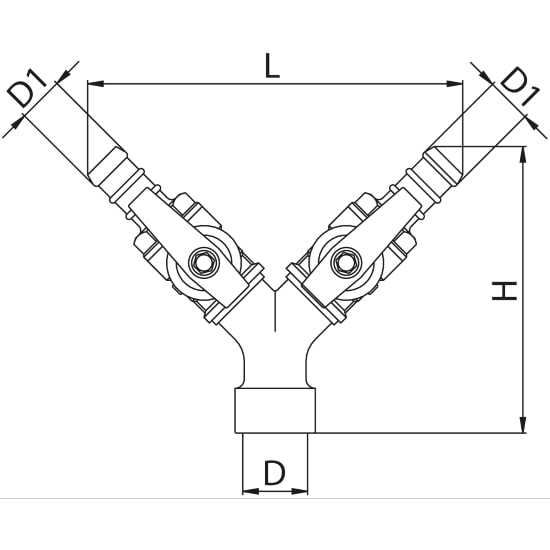 Scheda tecnica - Double gas ball valve female connection with hose attachment