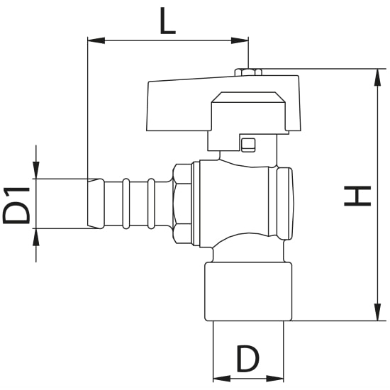 Scheda tecnica - Female connection angle gas ball valve with hose attachment