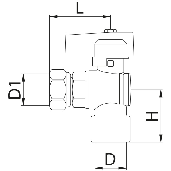 Scheda tecnica - Angle ball valve with female connection and sliding nut