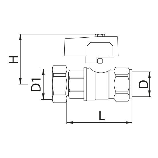 Scheda tecnica - Ball valve with female connection and sliding nut