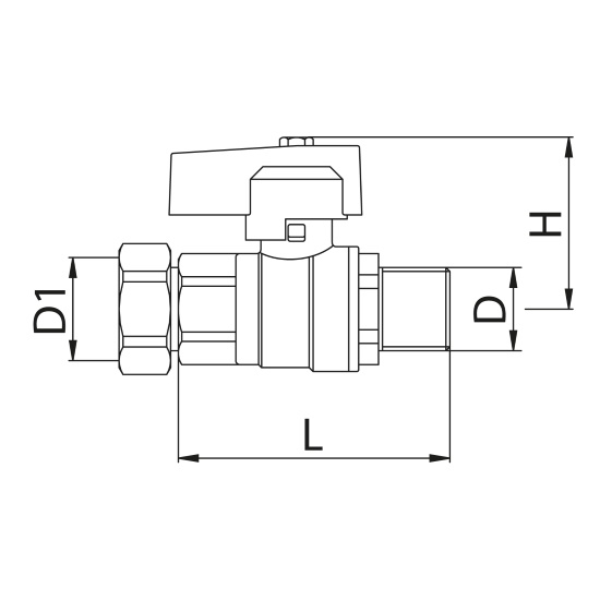 Scheda tecnica - Ball valve with male connection and female sliding nut