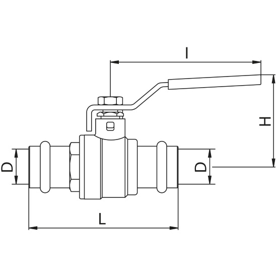 Scheda tecnica - DZR press ball valve with press-fit ends V profile