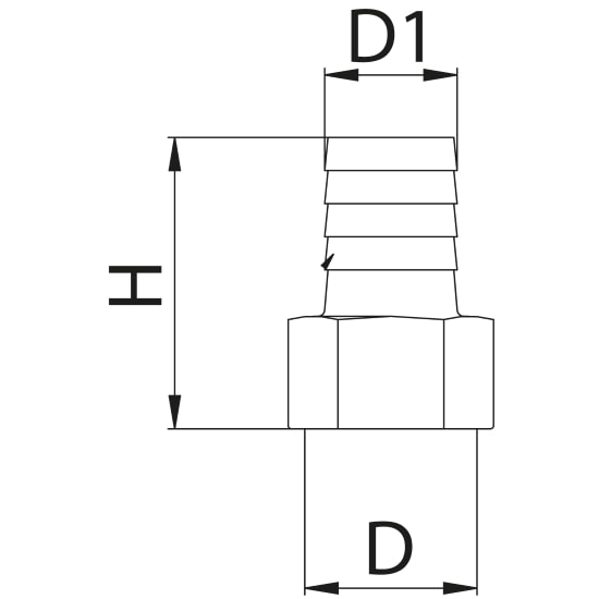 Scheda tecnica - Raccordo portagomma femmina