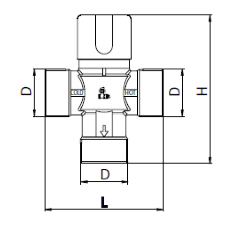 Scheda tecnica - 3 ways thermostatic mixing valve with male connection