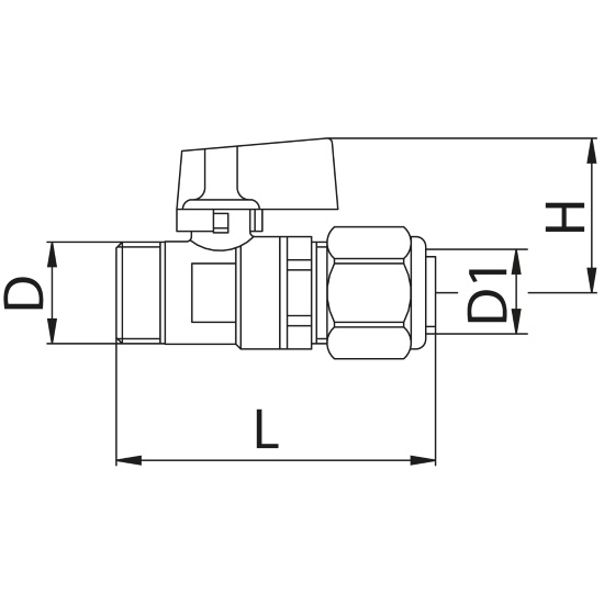 Scheda tecnica - Ball valve male connection for pex pipe, aluminum handle