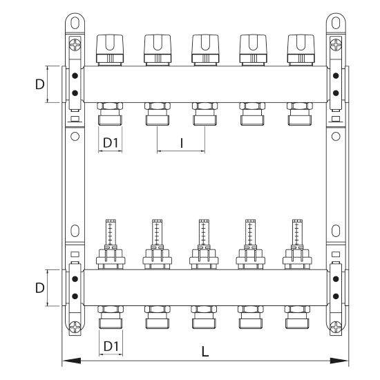 Scheda tecnica - Collettori in acciaio con vitoni term. e flussimetro