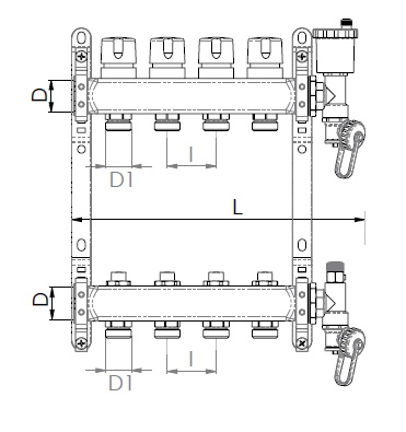 Scheda tecnica - FF manifolds therm. valves and lockshield and discharge