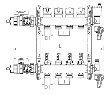 Scheda tecnica - Collettori in acciaio vitoni, flussimetro, valvole, sfiato