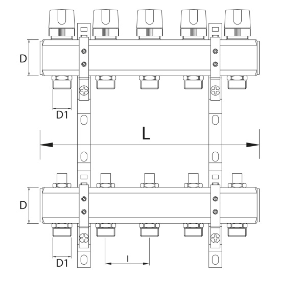 Scheda tecnica - Brass manifolds, with therm. valves and lockshield