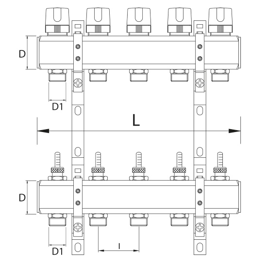 Scheda tecnica - Brass manifolds, with therm. valves and flowmeters