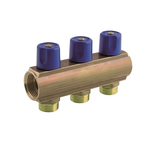 Brass bar manifold with 3/4 Euroconus outlets and valves