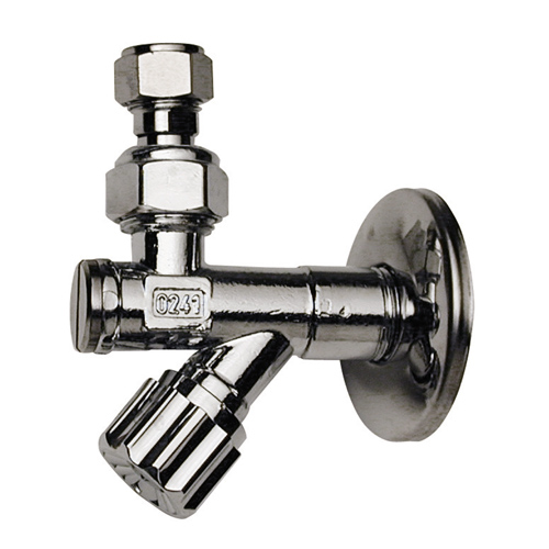 Screw angle valve with filter and articulated joint