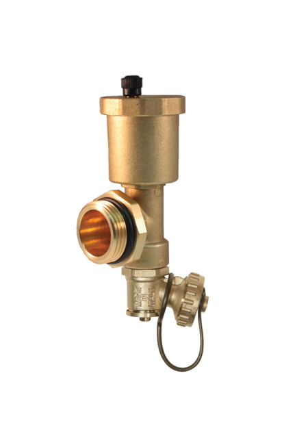 Terminal part with automatic discharge valve and drain valve %>