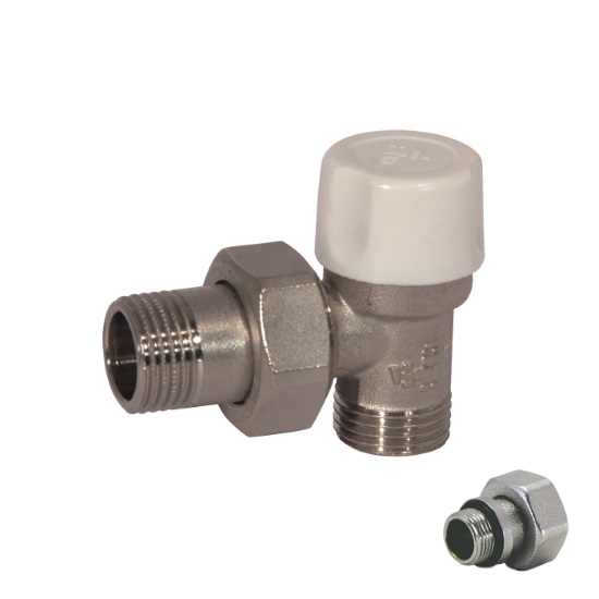 Angle lockshield-valve for copper, multilayer and Pex pipe