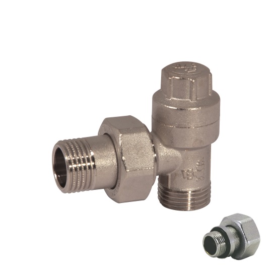 Angle lockshield-valve for copper, multilayer and Pex pipe