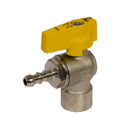 Female angle liquid gas ball valve with hose attachment