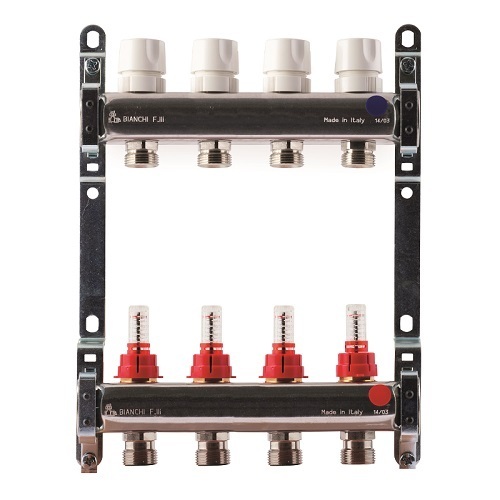 Collettori in acciaio con vitoni term. e flussimetro