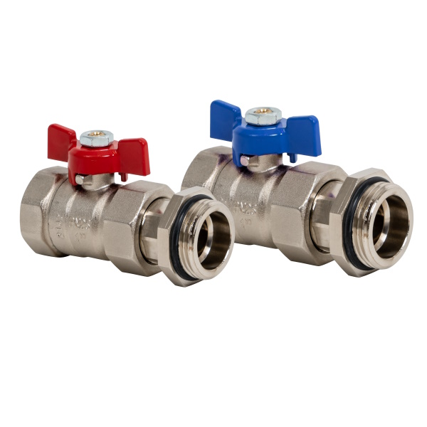 Kit straight pipe union MF ball valve PN25